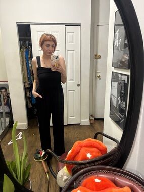 Hatch Black Square-Neck Wide-Leg Jumpsuit